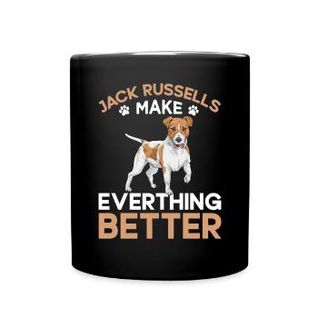 Jack Russell Terrier - Tasse einfarbig - Schwarz - Vorne