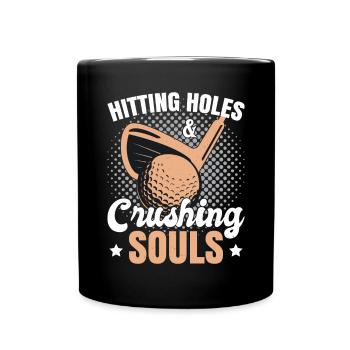 Hitting Holes & Crushing Souls Golf - Full Colour Mug - black - Front