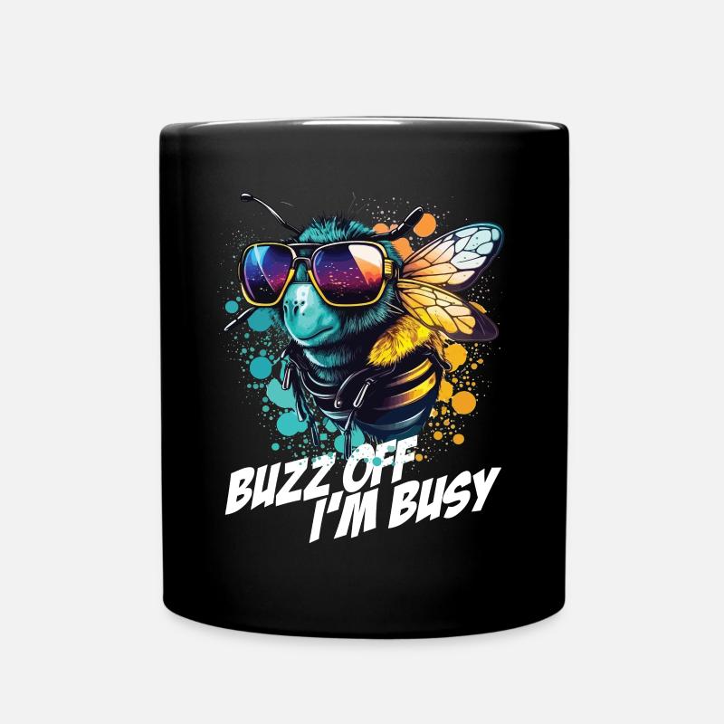 Hummel mit Sonnenbrille Buzz Off I'm Busy - Tasse einfarbig - Schwarz