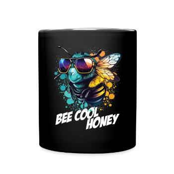 Graffiti Hummel mit Sonnenbrille Bee Cool Honey - Tasse einfarbig - Schwarz - Vorne