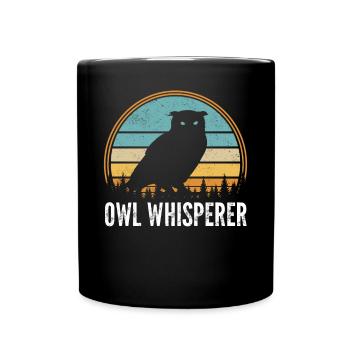 Owl Whisperer Retro Birds Of Prey Enthusiast Noctu - Tasse einfarbig - Schwarz - Vorne