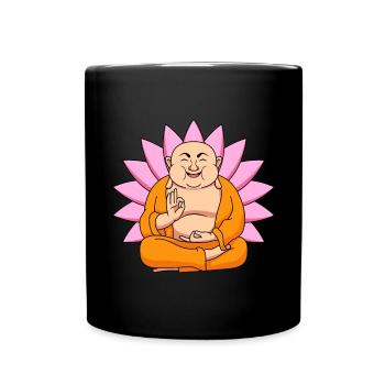Thailand Buddha Namaste Lotus Flower Meditation Yoga - Full Colour Mug - black - Front
