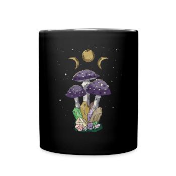 Cottagecore Aesthetic Mushroom Witchy Hippie - Full Colour Mug - black - Front