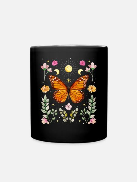 Cottagecore Aesthetic Butterfly Witchy Celesti - Full Colour Mug - black