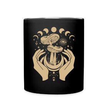 Boho Pilze Cottage Core Aesthetic Goblincore - Tasse einfarbig - Schwarz - Vorne