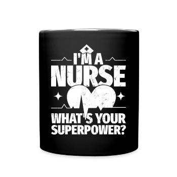 Ich bin Krankenschwester, was ist deine - Tasse einfarbig - Schwarz - Vorne