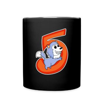 5 Birthday 5 Year Old with Animal Motif - Five - Full Colour Mug - black - Front