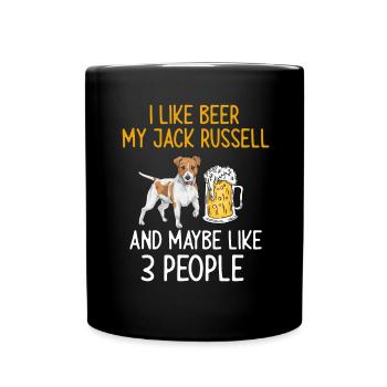 Jack Russell Terrier - Tasse einfarbig - Schwarz - Vorne