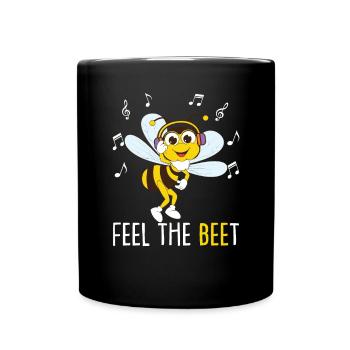 Bee With Headphone Design Hobeybee - Full Colour Mug - black - Front