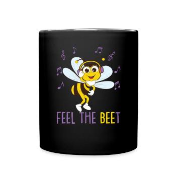 Niedliche Biene Musik hören - Tasse einfarbig - Schwarz - Vorne