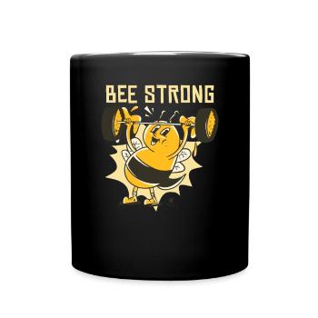 Bee Strong Gym Honeybee Bumblebee - Full Colour Mug - black - Front