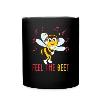 Funny Music Bee Music Lover Honeybee Bumblebee - Full Colour Mug - black - Front