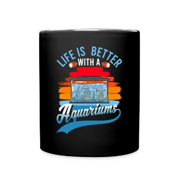 La vie est meilleure avec un aquarium - Mug uni - noir - Devant