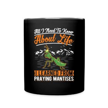 Gottesanbeterin Mantis Fangschrecke - Tasse einfarbig - Schwarz - Vorne