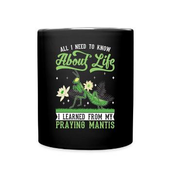 Gottesanbeterin Mantis Fangschrecke - Tasse einfarbig - Schwarz - Vorne