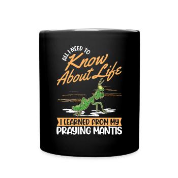 Gottesanbeterin Mantis Fangschrecke - Tasse einfarbig - Schwarz - Vorne