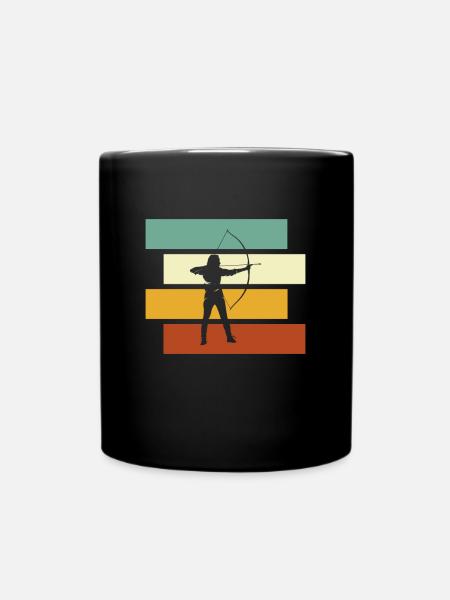 Bogenschießen Retro - Tasse einfarbig - Schwarz