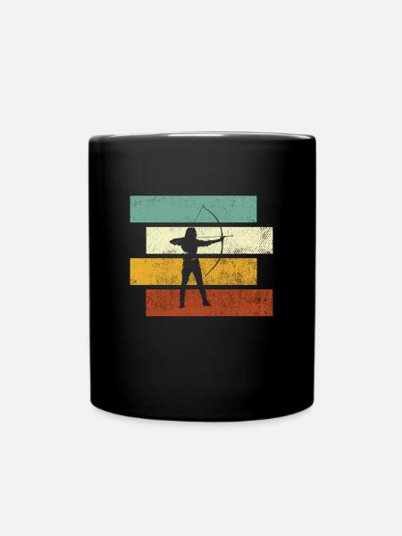 Bogenschießen Retro - Tasse einfarbig - Schwarz