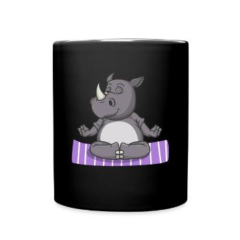 Yoga Nashorn - Tasse einfarbig - Schwarz - Vorne