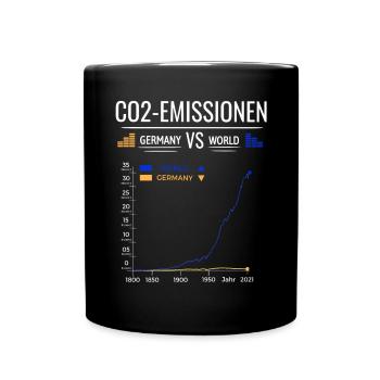 CO2 Emissions Chart Germany VS World - Full Colour Mug - black - Front