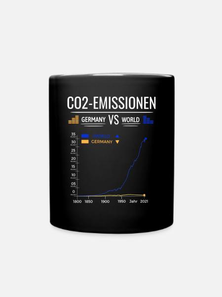 Tableau des émissions de CO2 Allemagne VS Monde - Mug uni - noir