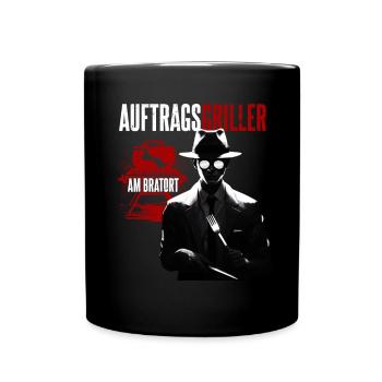 Auftragsgriller BBQ Grillen Grill Geschenk Papa - Tasse einfarbig - Schwarz - Vorne