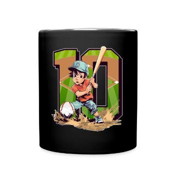 Baseball Birthday - 10 years old boy - 10. - Full Colour Mug - black - Front