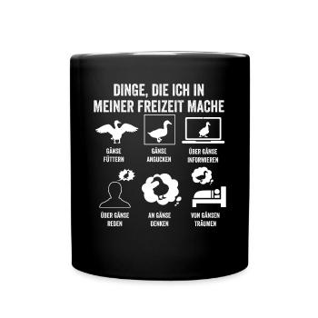 Gans Gänse - Tasse einfarbig - Schwarz - Vorne