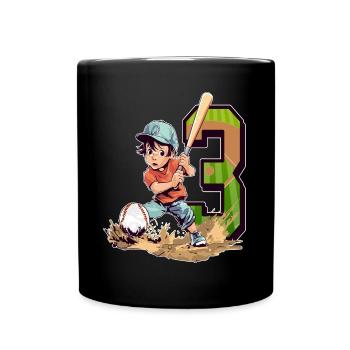 Baseball Birthday - 3 years old Boy - 3. - Full Colour Mug - black - Front