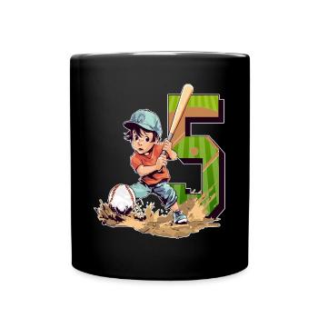 Baseball Birthday - 5 years old boy - 5. - Full Colour Mug - black - Front