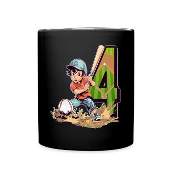 Baseball Birthday - 4 years old Boy - 4. - Full Colour Mug - black - Front