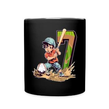 Baseball Anniversaire - 7 ans Garçon - 7. - Mug uni - noir - Devant