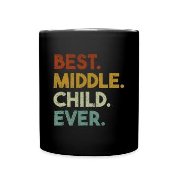Mittleres Kind Retro-Stil Jüngster Mittlerer Ältester Si - Tasse einfarbig - Schwarz - Vorne