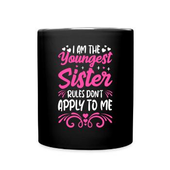 Funny Sibling Birthday Sister Rules I Am The Young - Full Colour Mug - black - Front