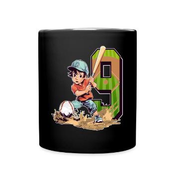 Baseball Birthday - 9 years old boy - 9. - Full Colour Mug - black - Front