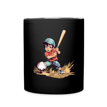 Baseball Spielender Junge - Kids Baseball - Tasse einfarbig - Schwarz - Vorne