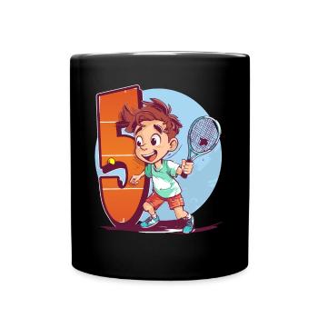 Anniversaire du joueur de tennis - garçon de 5 ans - - Mug uni - noir - Devant