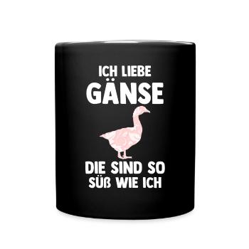 Gans Gänse - Tasse einfarbig - Schwarz - Vorne