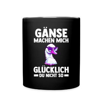 Gans Gänse - Tasse einfarbig - Schwarz - Vorne