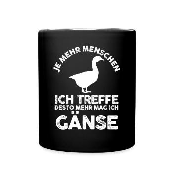 Gans Gänse - Tasse einfarbig - Schwarz - Vorne