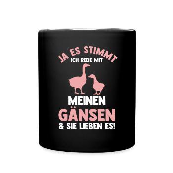 Gans Gänse - Tasse einfarbig - Schwarz - Vorne