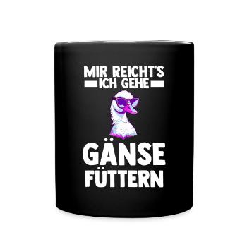 Gans Gänse - Tasse einfarbig - Schwarz - Vorne