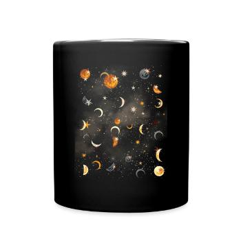Celestial Aesthetics Moon Star Pattern - Full Colour Mug - black - Front