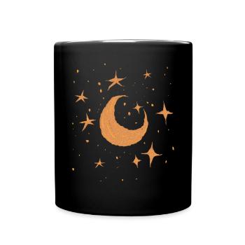 Celestial Witchy Vintage Halbmond Sterne - Tasse einfarbig - Schwarz - Vorne