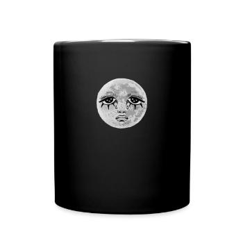 Whimsigoth Celestial Soft Grunge Sad White Moon - Full Colour Mug - black - Front
