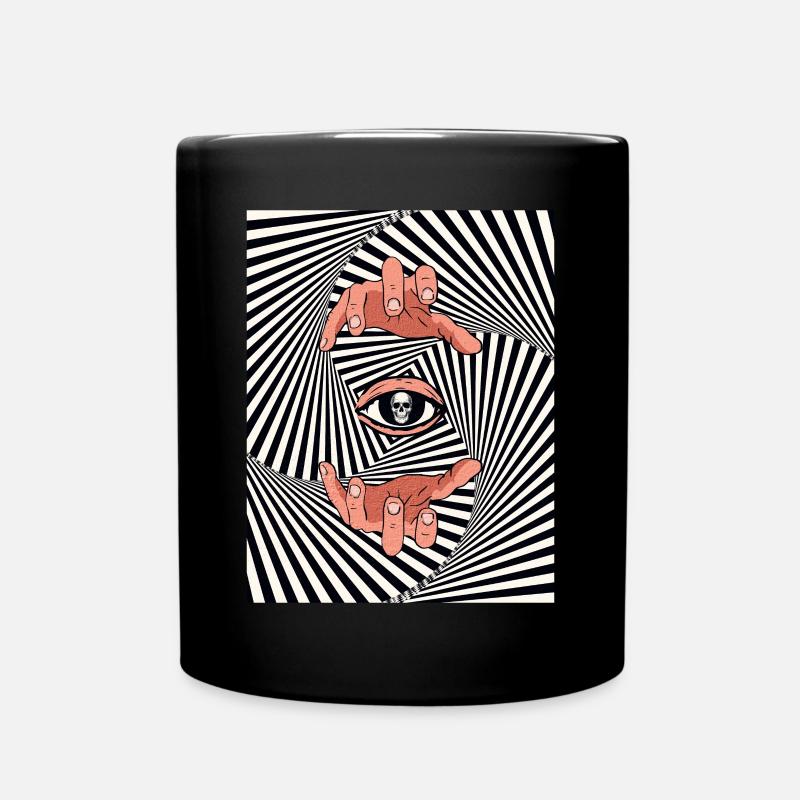 Weirdcore Ästhetische Optische Illusion Totenkopf - Tasse einfarbig - Schwarz