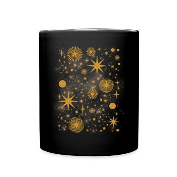 Witchy Aesthetic Celestial Vintage Crescent Moon Sun - Full Colour Mug - black - Front