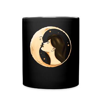Whimsigoth Aesthetic Celestial Halbmond Mädchen - Tasse einfarbig - Schwarz - Vorne