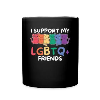 Rainbow Flag Gay Pride LGBTQ Katze - Tasse einfarbig - Schwarz - Vorne