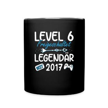 Level 6 Jahre Geburtstagsshirt Gamer 2017 - Tasse einfarbig - Schwarz - Vorne
